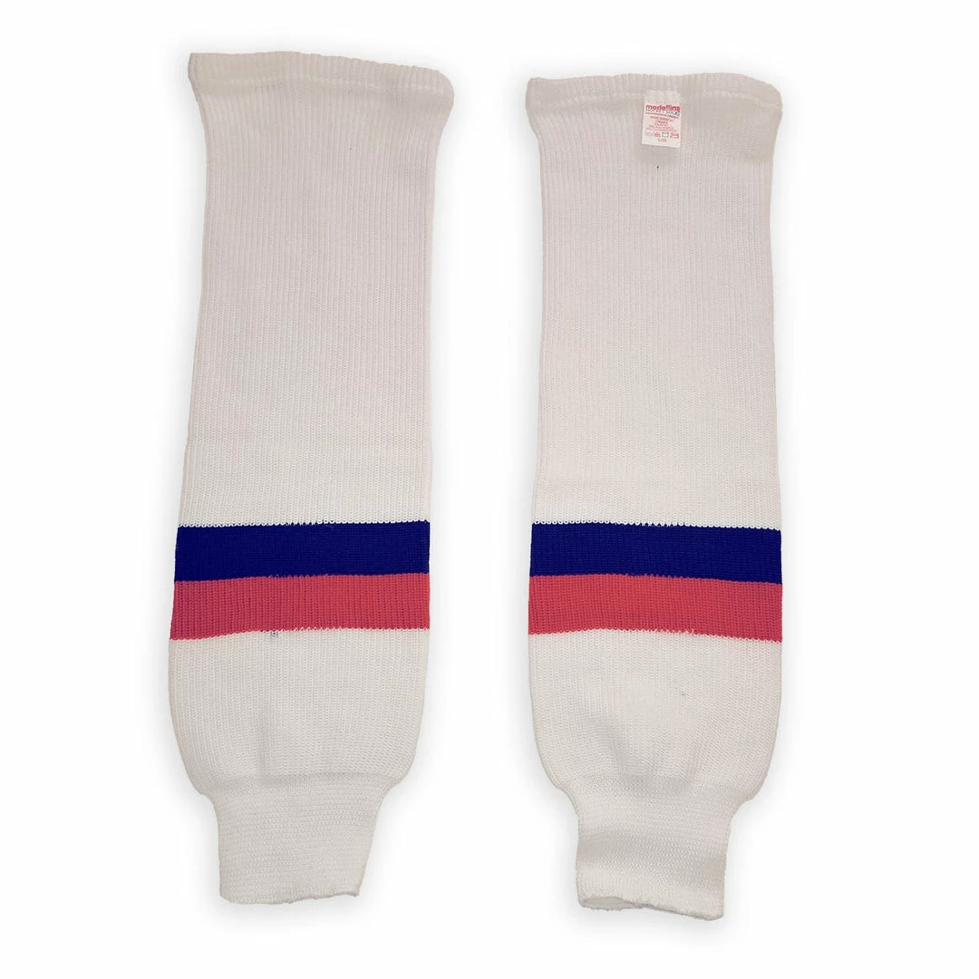Modelline World Cup Of Hockey Team Russia Away White Knit Ice Hockey Socks 3 Modelline World Cup Of Hockey Team Russia Away White Knit Ice Hockey Socks