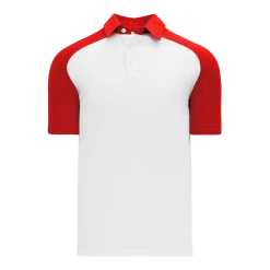 Athletic (AK) Knit Athletic Knit (AK) A1815A-209 Adult White/Red Short Sleeve Polo Shirt Shirts