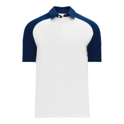 Athletic (AK) Knit Shirts Athletic Knit (AK) A1815Y-217 Youth White/Navy Short Sleeve Polo Shirt