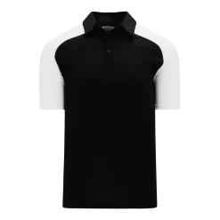 Athletic (AK) Knit Athletic Knit (AK) A1815A-221 Adult Black/White Short Sleeve Polo Shirt Shirts