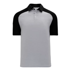 Athletic (AK) Knit Athletic Knit (AK) A1815A-920 Adult Heather Grey/Black Short Sleeve Polo Shirt
