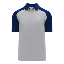 Athletic (AK) Knit Shirts Athletic Knit (AK) A1815Y-921 Youth Heather Grey/Navy Short Sleeve Polo Shirt