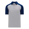 Athletic (AK) Knit Athletic Knit (AK) A1815A-921 Adult Heather Grey/Navy Short Sleeve Polo Shirt Shirts