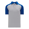 Athletic (AK) Knit Shirts Athletic Knit (AK) A1815A-922 Adult Heather Grey/Royal Blue Short Sleeve Polo Shirt