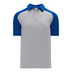 Athletic (AK) Knit Shirts Athletic Knit (AK) A1815A-922 Adult Heather Grey/Royal Blue Short Sleeve Polo Shirt