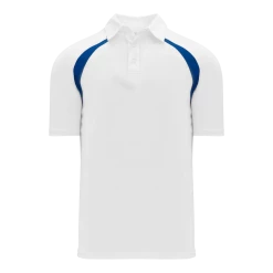 Athletic (AK) Knit Athletic Knit (AK) A1820A-207 Adult White/Royal Blue Short Sleeve Polo Shirt