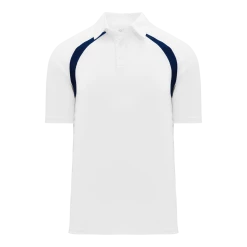 Athletic (AK) Knit Shirts Athletic Knit (AK) A1820A-217 Adult White/Navy Short Sleeve Polo Shirt