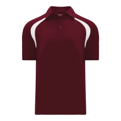 Athletic (AK) Knit Athletic Knit (AK) A1820A-233 Adult Maroon/White Short Sleeve Polo Shirt