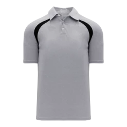 Athletic (AK) Knit Athletic Knit (AK) A1820A-920 Adult Heather Grey/Black Short Sleeve Polo Shirt