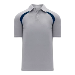 Athletic (AK) Knit Athletic Knit (AK) A1820A-921 Adult Heather Grey/Navy Short Sleeve Polo Shirt Shirts
