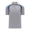 Athletic (AK) Knit Athletic Knit (AK) A1820A-922 Adult Heather Grey/Royal Blue Short Sleeve Polo Shirt