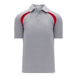 Athletic (AK) Knit Shirts Athletic Knit (AK) A1820Y-923 Youth Heather Grey/Red Short Sleeve Polo Shirt