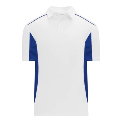 Athletic (AK) Knit Athletic Knit (AK) A1825A-207 Adult White/Royal Blue Short Sleeve Polo Shirt Shirts