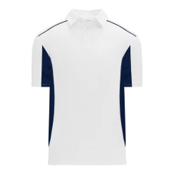 Athletic (AK) Knit Athletic Knit (AK) A1825A-217 Adult White/Navy Short Sleeve Polo Shirt Shirts