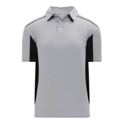 Athletic (AK) Knit Athletic Knit (AK) A1825A-920 Adult Heather Grey/Black Short Sleeve Polo Shirt Shirts