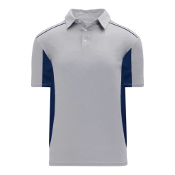 Athletic (AK) Knit Shirts Athletic Knit (AK) A1825Y-921 Youth Heather Grey/Navy Short Sleeve Polo Shirt