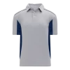 Athletic (AK) Knit Athletic Knit (AK) A1825A-921 Adult Heather Grey/Navy Short Sleeve Polo Shirt Shirts