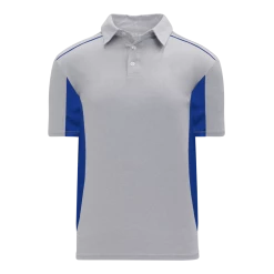 Athletic (AK) Knit Athletic Knit (AK) A1825Y-922 Youth Heather Grey/Royal Blue Short Sleeve Polo Shirt Shirts