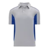 Athletic (AK) Knit Athletic Knit (AK) A1825A-922 Adult Heather Grey/Royal Blue Short Sleeve Polo Shirt