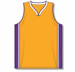 Athletic (AK) Knit Athletic Knit (AK) B1715Y-435 Youth Gold/Purple/White Pro Basketball Jersey