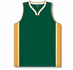 Athletic (AK) Knit Hockey Athletic Knit (AK) B1715A-439 Adult Dark Green/Gold/White Pro Basketball Jersey