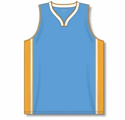 Athletic (AK) Knit Athletic Knit (AK) B1715Y-473 Youth Sky Blue/Gold/White Pro Basketball Jersey Hockey
