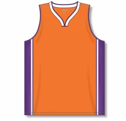 Athletic (AK) Knit Athletic Knit (AK) B1715A-477 Adult Orange/Purple/White Pro Basketball Jersey