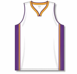 Athletic (AK) Knit Hockey Athletic Knit (AK) B1715A-726 Adult White/Purple/Gold Pro Basketball Jersey