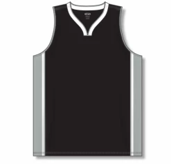Athletic (AK) Knit Athletic Knit (AK) B1715A-918 Adult Black/Grey/White Pro Basketball Jersey Hockey