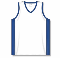 Athletic (AK) Knit Athletic Knit (AK) B2115M-207 Mens White/Royal Blue Pro Basketball Jersey