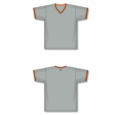 Athletic (AK) Knit Athletic Knit (AK) BA1333A-111 Adult Grey/Orange/Black Pullover Baseball Jersey