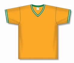 Athletic (AK) Knit Athletic Knit (AK) BA1333A-429 Adult Gold/Kelly Green/White Pullover Baseball Jersey Hockey