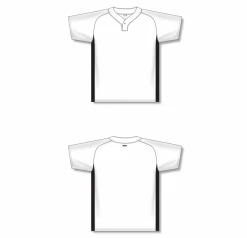Athletic (AK) Knit Athletic Knit (AK) BA1343A-222 Adult White/Black One-Button Baseball Jersey