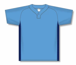 Athletic (AK) Knit Athletic Knit (AK) BA1343A-229 Adult Sky Blue/Navy One-Button Baseball Jersey Hockey