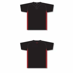 Athletic (AK) Knit Athletic Knit (AK) BA1343Y-249 Youth Black/Red One-Button Baseball Jersey Hockey