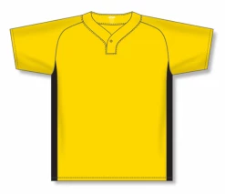 Athletic (AK) Knit Athletic Knit (AK) BA1343A-254 Adult Maize/Black One-Button Baseball Jersey