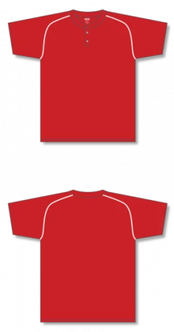 Athletic (AK) Knit Athletic Knit (AK) BA1344A-208 Adult Red/White Two-Button Baseball Jersey Hockey