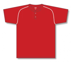 Athletic (AK) Knit Athletic Knit (AK) BA1344A-208 Adult Red/White Two-Button Baseball Jersey Hockey