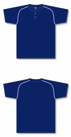 Athletic (AK) Knit Athletic Knit (AK) BA1344A-216 Adult Navy/White Two-Button Baseball Jersey