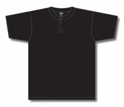Athletic (AK) Knit Athletic Knit (AK) BA1347A-001 Adult Black Two-Button Baseball Jersey Hockey