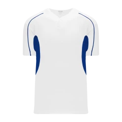 Athletic (AK) Knit Hockey Athletic Knit (AK) BA1745A-207 Adult White/Royal Blue One-Button Baseball Jersey