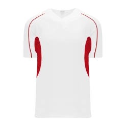 Athletic (AK) Knit Athletic Knit (AK) BA1745Y-209 Youth White/Red One-Button Baseball Jersey Hockey