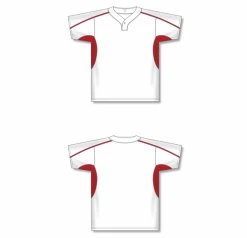 Athletic (AK) Knit Athletic Knit (AK) BA1745Y-209 Youth White/Red One-Button Baseball Jersey Hockey