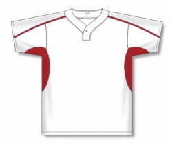Athletic (AK) Knit Athletic Knit (AK) BA1745Y-209 Youth White/Red One-Button Baseball Jersey Hockey