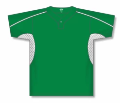 Athletic (AK) Knit Hockey Athletic Knit (AK) BA1745A-210 Adult Kelly Green/White One-Button Baseball Jersey