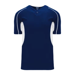 Athletic (AK) Knit Athletic Knit (AK) BA1745A-216 Adult Navy/White One-Button Baseball Jersey