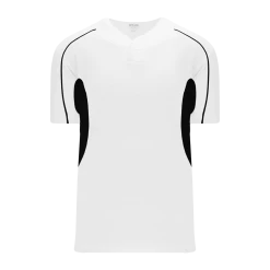 Athletic (AK) Knit Hockey Athletic Knit (AK) BA1745A-222 Adult White/Black One-Button Baseball Jersey