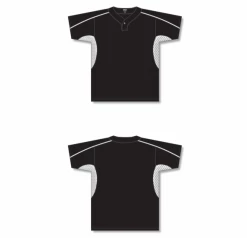Athletic (AK) Knit Hockey Athletic Knit (AK) BA1745A-221 Adult Black/White One-Button Baseball Jersey