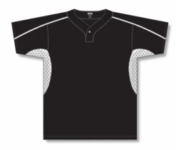 Athletic (AK) Knit Hockey Athletic Knit (AK) BA1745A-221 Adult Black/White One-Button Baseball Jersey