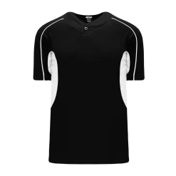Athletic (AK) Knit Hockey Athletic Knit (AK) BA1745A-221 Adult Black/White One-Button Baseball Jersey